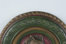 Load image into Gallery viewer, Vintage Renaissance Knight 18 Inch Round Relief Wall Plaque Green Red Gold
