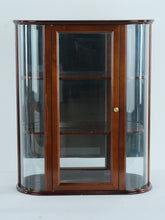 Load image into Gallery viewer, Curved Glass Wall Display Cabinet Wood Curio Shelf with Glass Door
