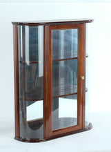 Load image into Gallery viewer, Curved Glass Wall Display Cabinet Wood Curio Shelf with Glass Door
