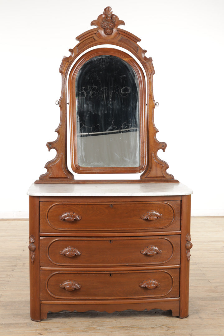 Walnut Victorian 3-Drawer Dresser