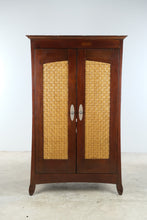 Load image into Gallery viewer, Mahogany Armoire Wardrobe Cabinet with Cane Panel Doors and Drawers
