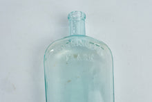 Load image into Gallery viewer, Antique Warranted Flask Aqua Glass Pocket Whiskey Bottle 8 Inch
