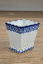 Load image into Gallery viewer, Bombay Company Blue &amp; White Porcelain Planter Vase – 8” Tall Square Decorative Pot
