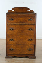 Load image into Gallery viewer, Art Deco Burlwood Chest of Drawers with Sculpted Crest
