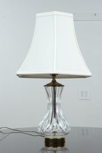 Load image into Gallery viewer, Waterford Crystal Table Lamp 21.5" Tall – Cut Crystal Base with Brass Accents &amp; White Shade
