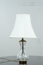 Load image into Gallery viewer, Waterford Crystal Table Lamp 21.5" Tall – Cut Crystal Base with Brass Accents &amp; White Shade
