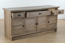 Load image into Gallery viewer, Modern Coastal 71 Inch Entertainment Cabinet with Louvered Doors and Drawers
