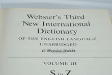 Load image into Gallery viewer, Websters Third New International Dictionary 1971 Vintage 3 Volume Unabridged Set
