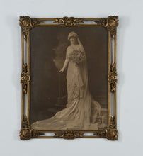Load image into Gallery viewer, &quot;Wedding Day in a Marvelous Frame&quot; – Antique Sepia Bridal Portrait in Ornate Gilt Frame
