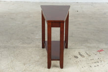 Load image into Gallery viewer, Narrow Cherry Finish Wood Side Table with Lower Shelf

