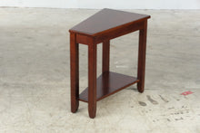 Load image into Gallery viewer, Narrow Cherry Finish Wood Side Table with Lower Shelf
