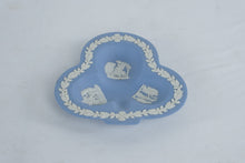 Load image into Gallery viewer, Pair Wedgwood Jasperware Blue Tri-Section Pin Dishes 4.5” England Classical Relief
