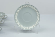 Load image into Gallery viewer, Wedgwood Queensware Celadon Green Cream Soup Bowls Saucers Set of 8 Vintage
