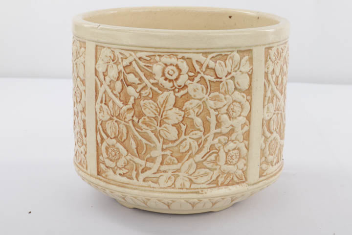 vintage ceramic flower pots Vintage Asian Style Relief Floral Ceramic Planter Jardiniere Cream Gla –  Craze Furniture and Antiques