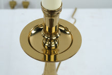 Load image into Gallery viewer, Pair of Vintage Solid Brass Candlestick Lamps – Colonial Revival Style
