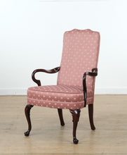 Load image into Gallery viewer, Wesley Hall Mahogany Arm Chair – Pink Jacquard Upholstery
