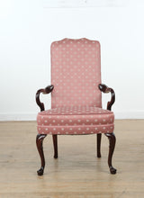 Load image into Gallery viewer, Wesley Hall Mahogany Arm Chair – Pink Jacquard Upholstery
