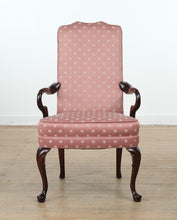 Load image into Gallery viewer, Wesley Hall Mahogany Arm Chair – Pink Jacquard Upholstery
