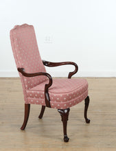 Load image into Gallery viewer, Wesley Hall Mahogany Arm Chair – Pink Jacquard Upholstery
