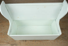 Load image into Gallery viewer, Painted Pine Storage Bench with Slatted Back
