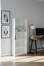 Load image into Gallery viewer, White Five-Shelf Bookcase with Adjustable Shelves - 72&quot; Tall
