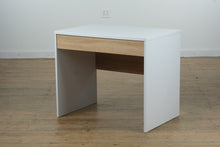 Load image into Gallery viewer, Modern White Desk with Wood-Tone Drawer
