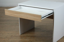 Load image into Gallery viewer, Modern White Desk with Wood-Tone Drawer
