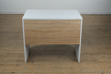 Load image into Gallery viewer, Modern White Desk with Wood-Tone Drawer
