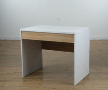 Load image into Gallery viewer, Modern White Desk with Wood-Tone Drawer
