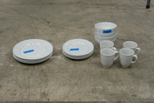 Load image into Gallery viewer, White Ribbed Dinnerware Set 16 Piece Plates Bowls Mugs Contemporary Ceramic
