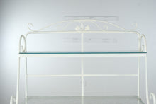 Load image into Gallery viewer, White Wrought Iron Baker’s Rack with Glass Shelves
