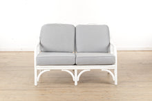 Load image into Gallery viewer, White Rattan Loveseat - New Custom Cushions
