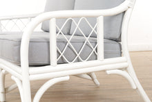 Load image into Gallery viewer, White Rattan Loveseat - New Custom Cushions
