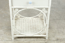 Load image into Gallery viewer, White Wicker Rattan One Drawer Side Table with Shelf

