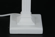 Load image into Gallery viewer, White Column Table Lamp with Blue Trim Shade
