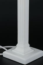 Load image into Gallery viewer, White Column Table Lamp with Blue Trim Shade
