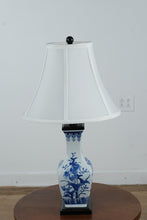 Load image into Gallery viewer, Blue and White Porcelain Vase Lamp – 24&quot; Chinoiserie Table Lamp with Floral Design
