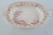 Load image into Gallery viewer, Rorstrand Bengali Red Transferware Vintage Footed Oval Serving Bowl Sweden
