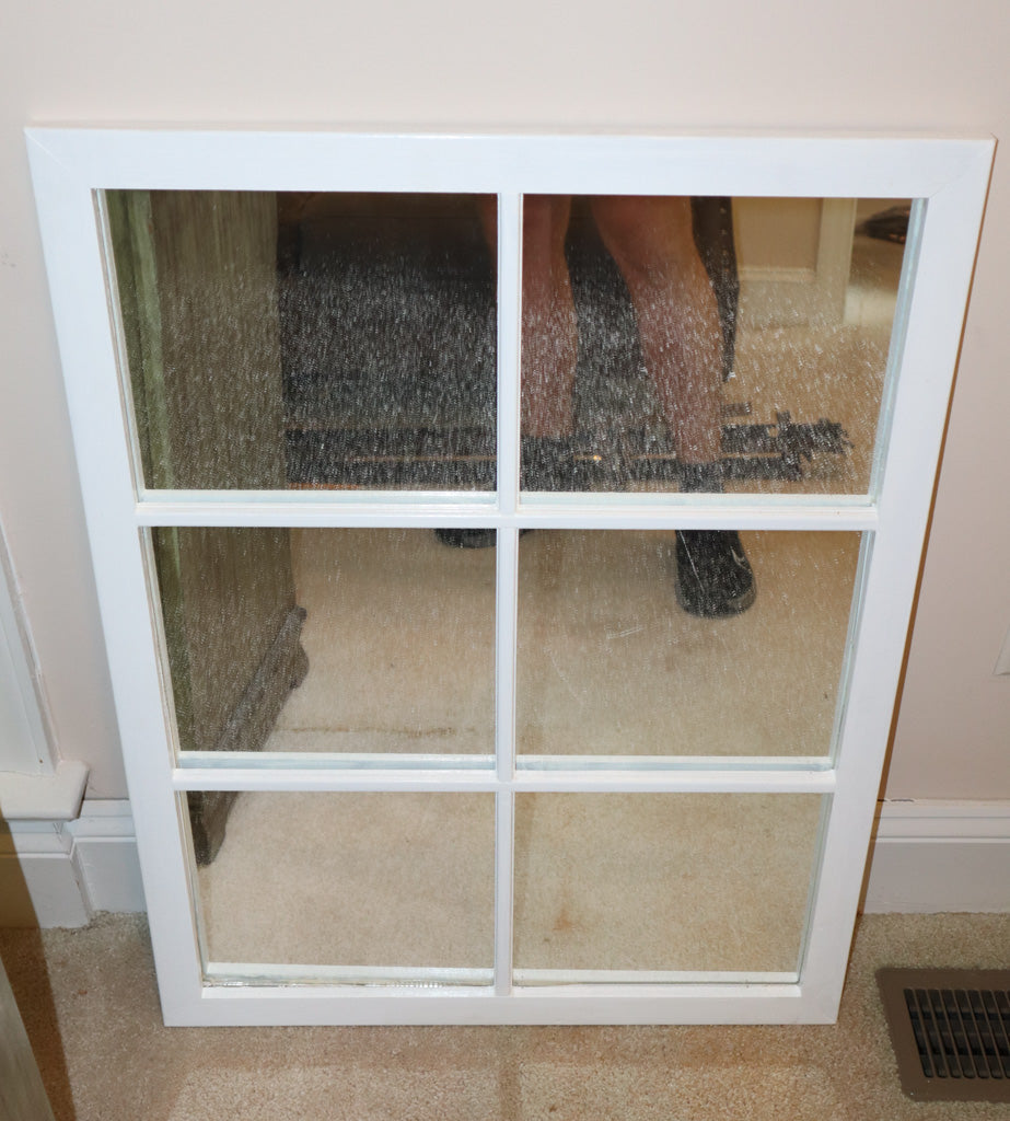 White 6-Pane Window Style Wall Mirror – 24.5