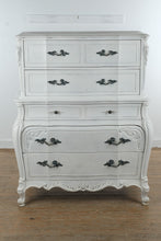 Load image into Gallery viewer, French Provincial Style Tall Chest of Drawers with Bombe Front and Carved Detail
