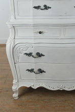 Load image into Gallery viewer, French Provincial Style Tall Chest of Drawers with Bombe Front and Carved Detail

