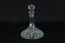 Load image into Gallery viewer, Cut Lead Crystal Ship Decanter 10” Mushroom Stopper Diamond &amp; Fan Cut Waterford Style
