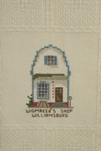 Load image into Gallery viewer, Vintage Williamsburg Needlepoint Wall Hanging Colonial Shops Textile Art
