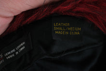 Load image into Gallery viewer, Wilson’s Genuine Leather Faux Fur Trim Winter Hat Black Leather Red Fur
