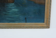 Load image into Gallery viewer, Antique Folk Art Oil Painting Sailboat Windmill Maritime Seascape 21 x 25
