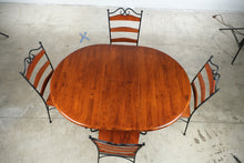 Load image into Gallery viewer, 5 Piece Round Wood and Wrought Iron Dining Set with Leaf
