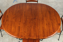 Load image into Gallery viewer, 5 Piece Round Wood and Wrought Iron Dining Set with Leaf

