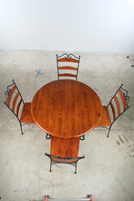 Load image into Gallery viewer, 5 Piece Round Wood and Wrought Iron Dining Set with Leaf
