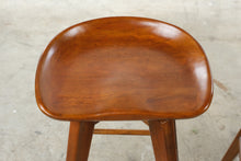 Load image into Gallery viewer, Set of 3 Bali Counter Height Swivel Bar Stools with Sculpted Wood Seats
