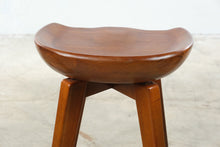 Load image into Gallery viewer, Set of 3 Bali Counter Height Swivel Bar Stools with Sculpted Wood Seats
